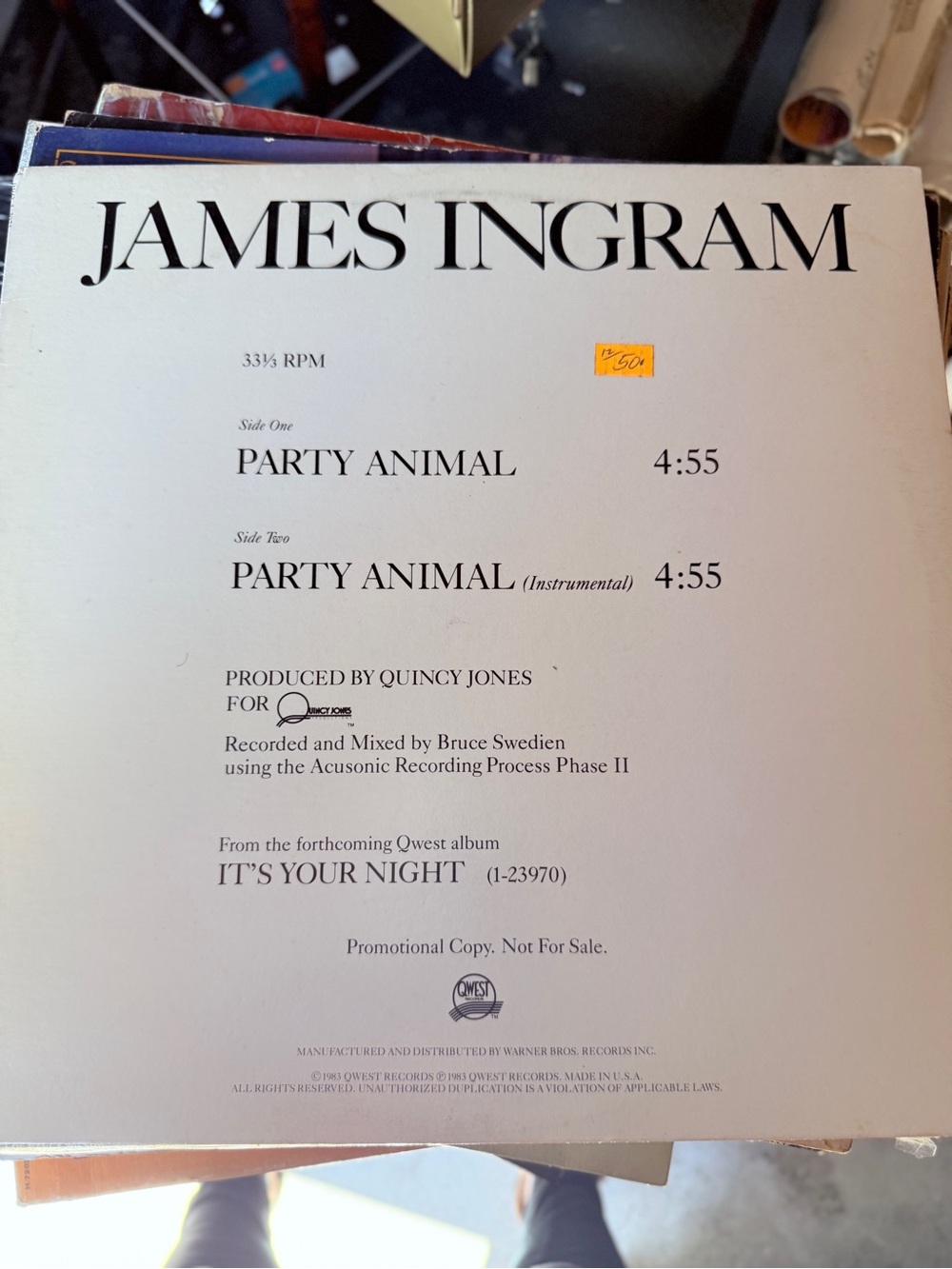 "Party Animal" Promotional Vinyl Sleeve - White